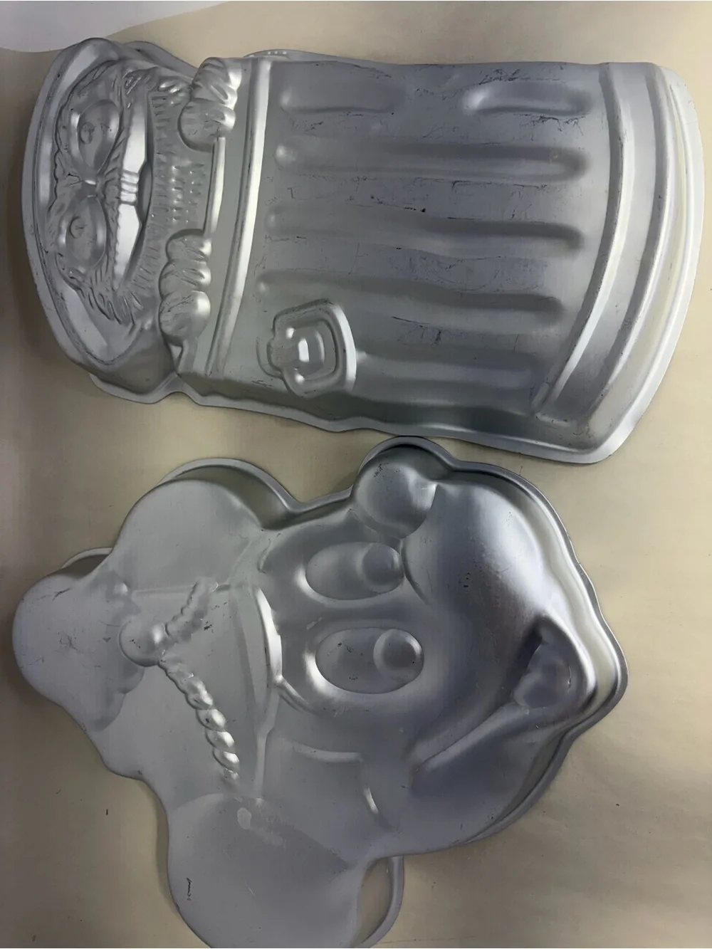 1970s Wilton Cake Pan Molds Oscar The Grouch and Mickey Band Leader Lot of 2